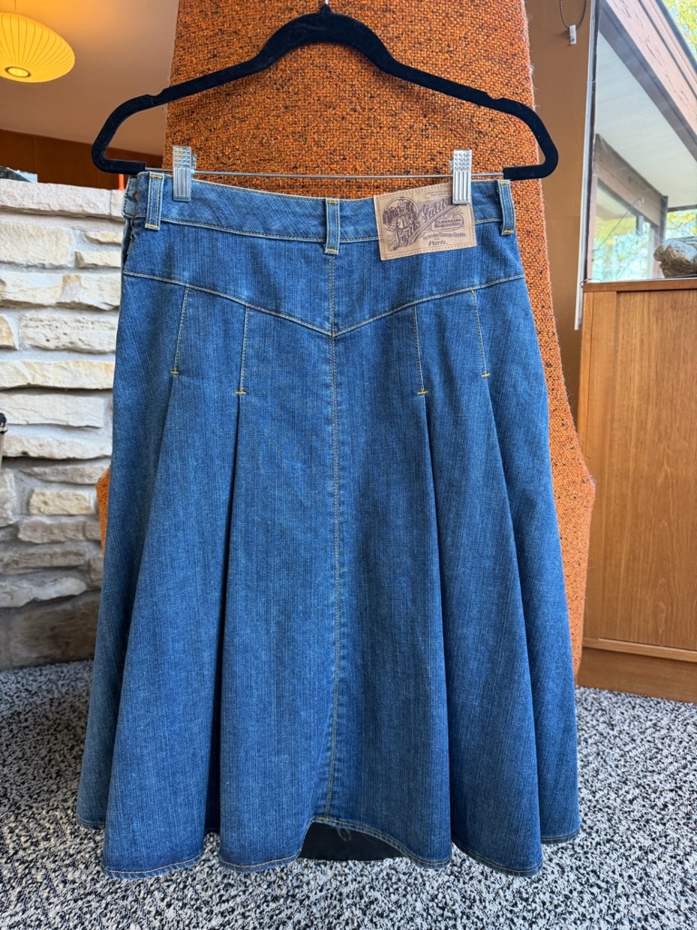 Louis Vuitton Paris Blue Denim Skirt Pleated Jeans Heritage Midi Italy